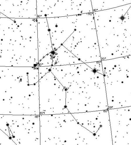 Mappa costellazione del Perseo con posizioni della Cometa 17P/ Holmes